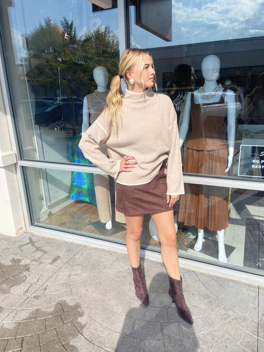 Bishop Long Sleeve Oatmeal Knit Sweater