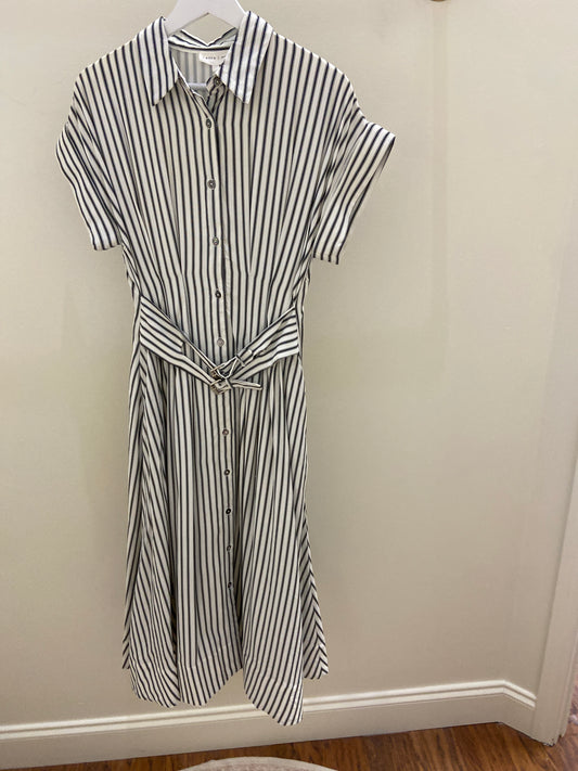 Chic Chenal Black/White Stripe Midi Dress