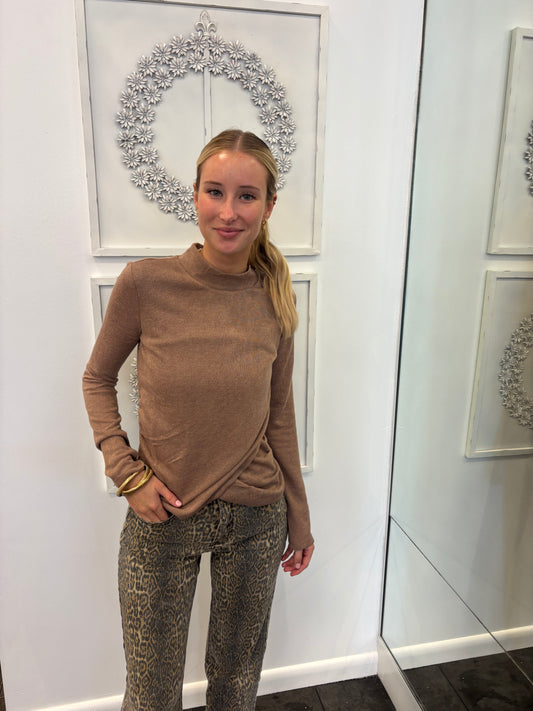 SANCTUARY Mocha Mock Neck Sweater