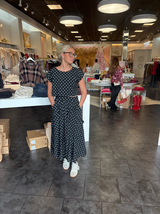 Rona Polka Dot Top and Skirt Set