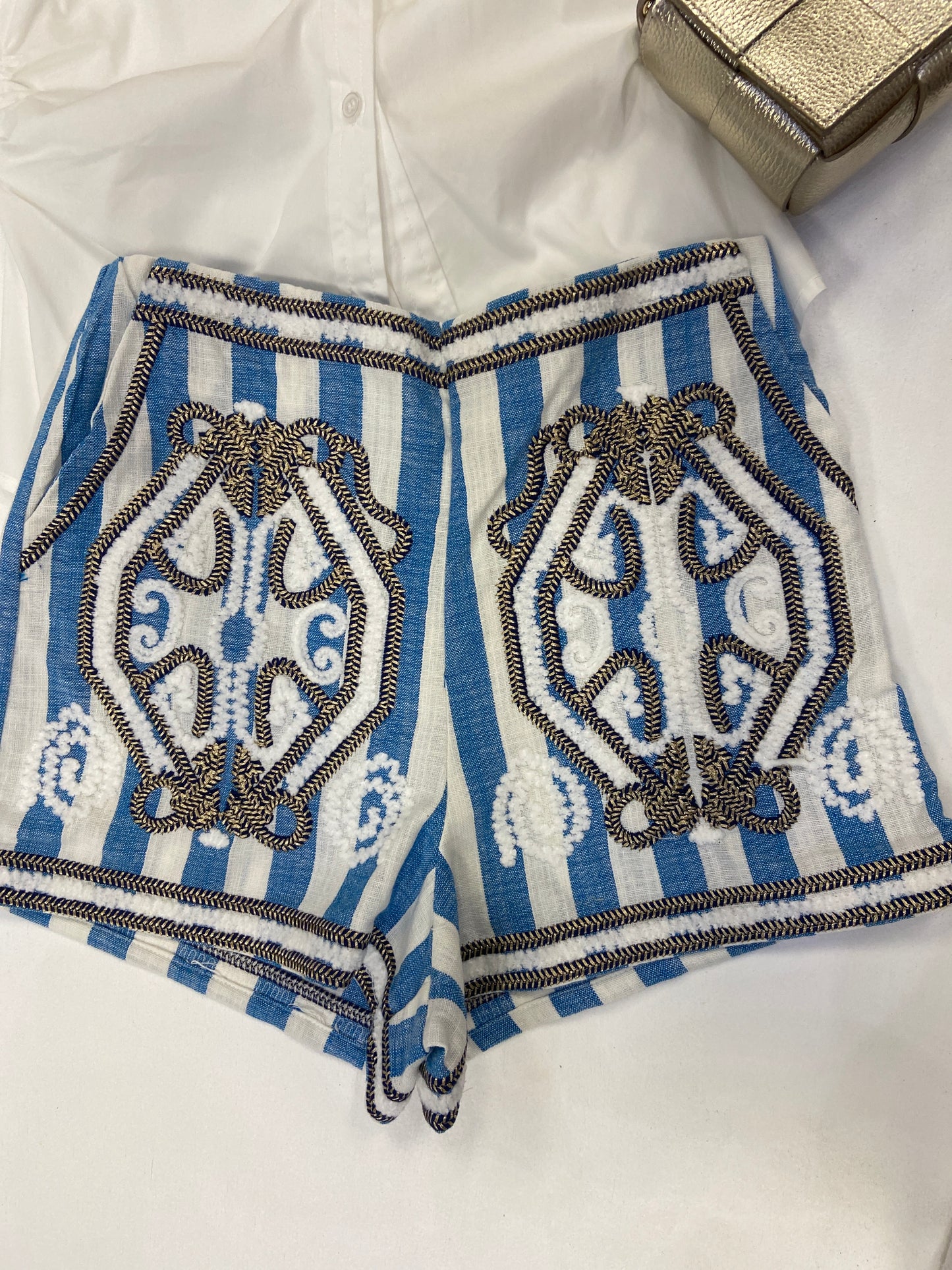 Cella Blue Embroidered Shorts
