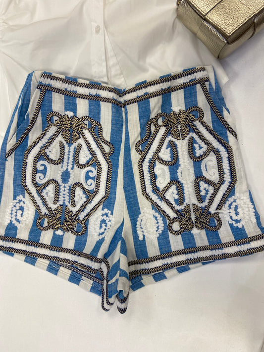 Cella Blue Embroidered Shorts