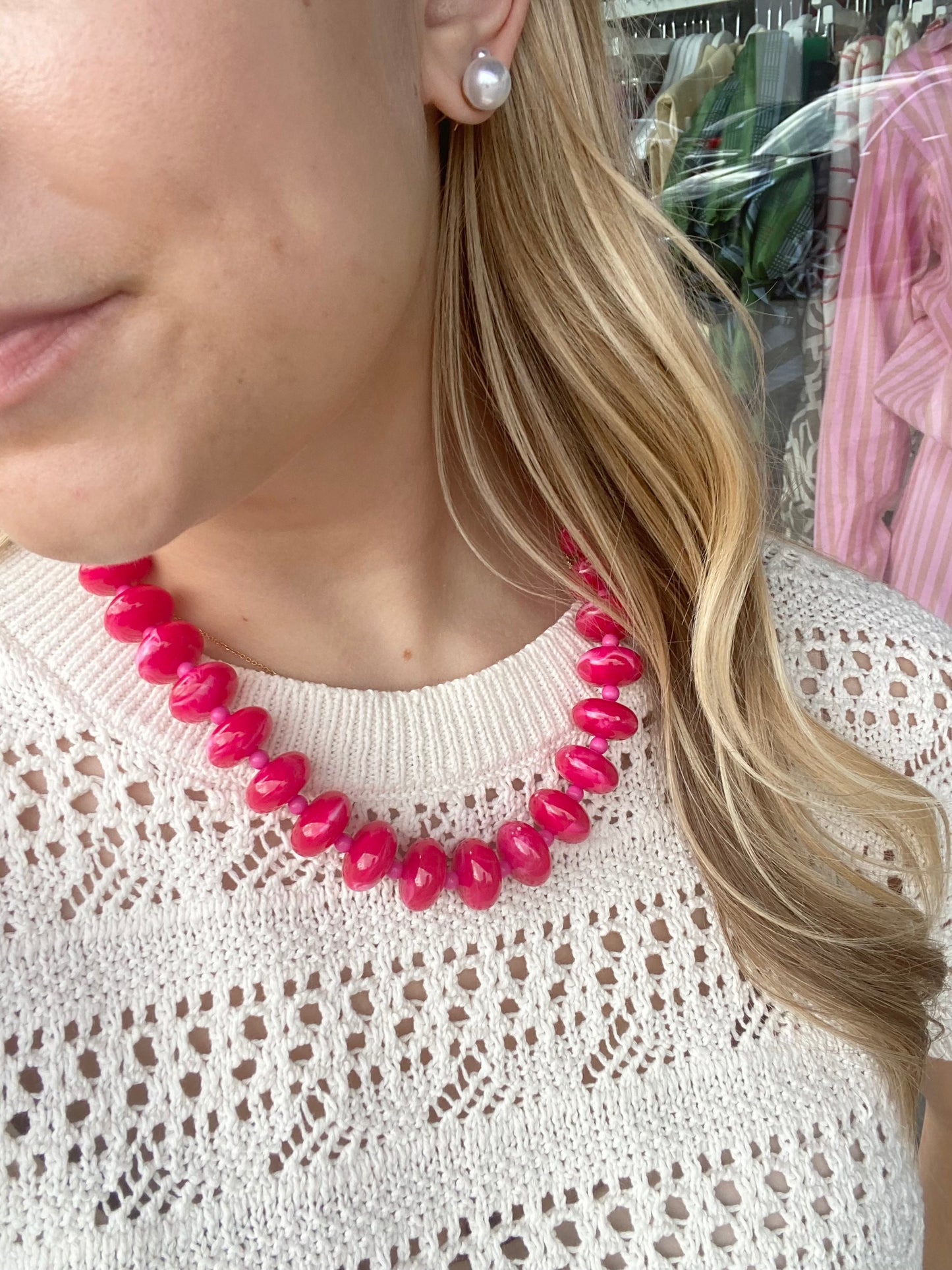 Large Pink Bead Necklace
