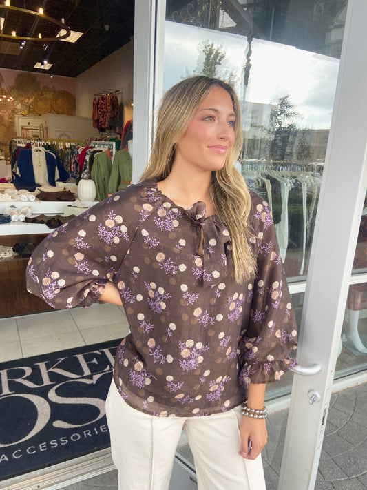 Madeline Brown Dandelion Puff Sleeve Blouse