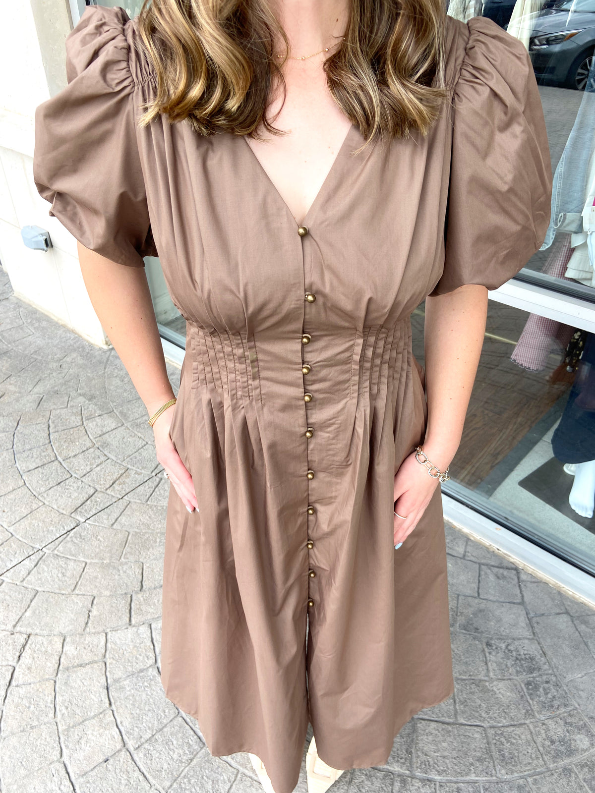 Elizabeth Mocha Midi Dress
