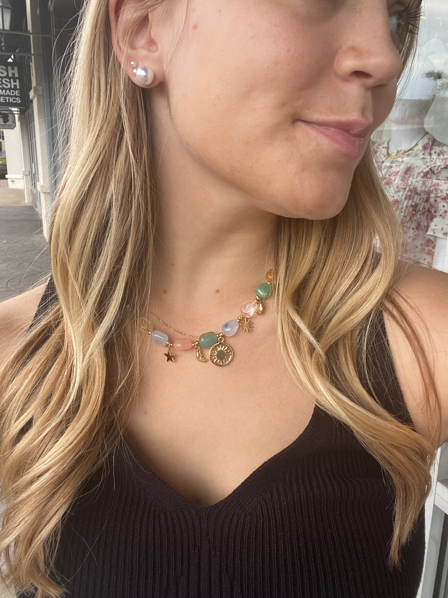 Pastel Bead Charm Necklace