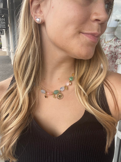 Pastel Bead Charm Necklace