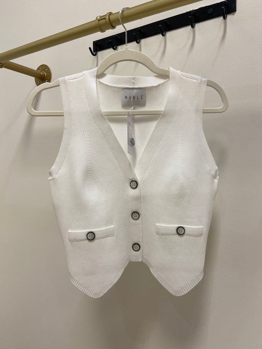 White With Black Trim Sweater Vest