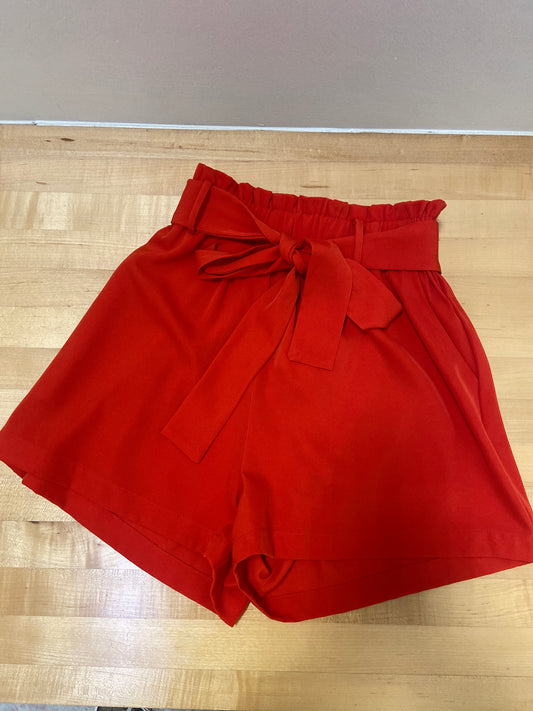 JOY JOY Red Belted Shorts