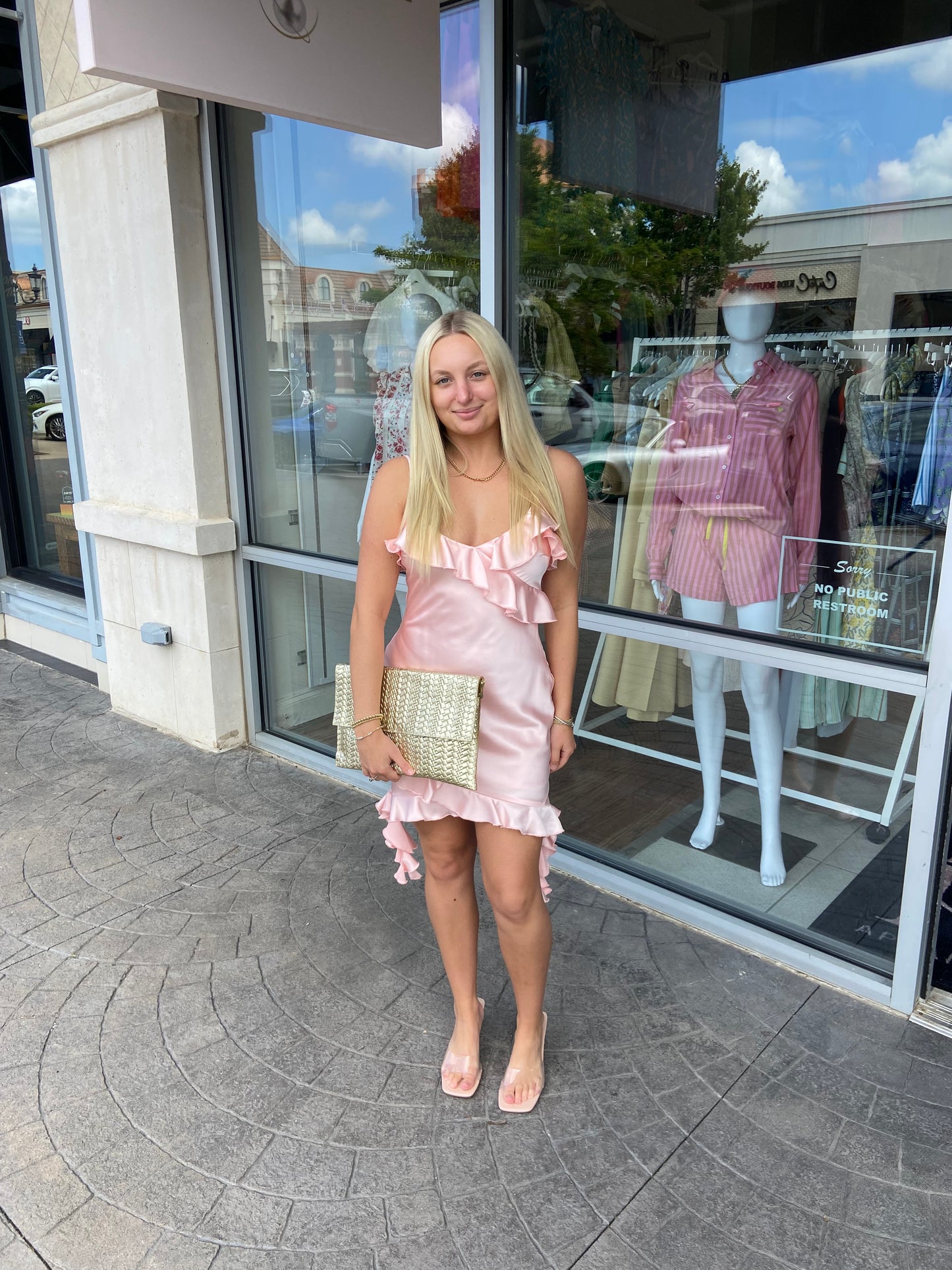 Wendy Waterfall Ruffle Pink Mini Dress