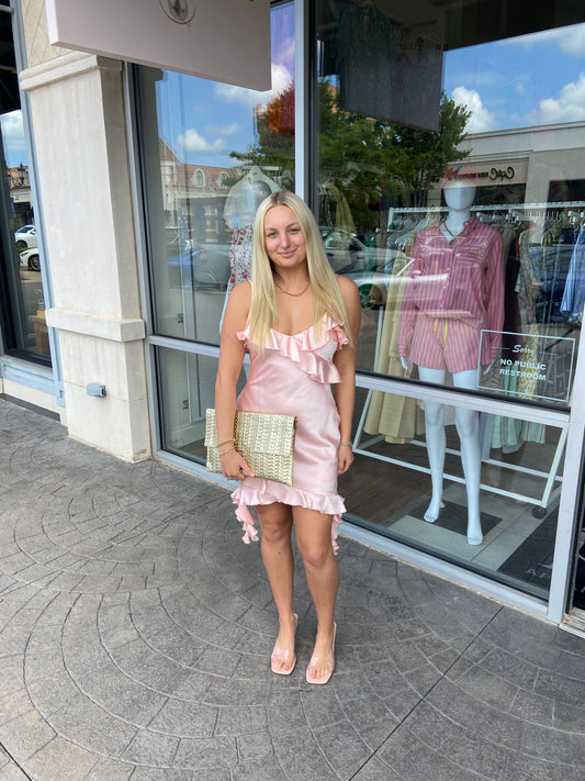 Wendy Waterfall Ruffle Pink Mini Dress