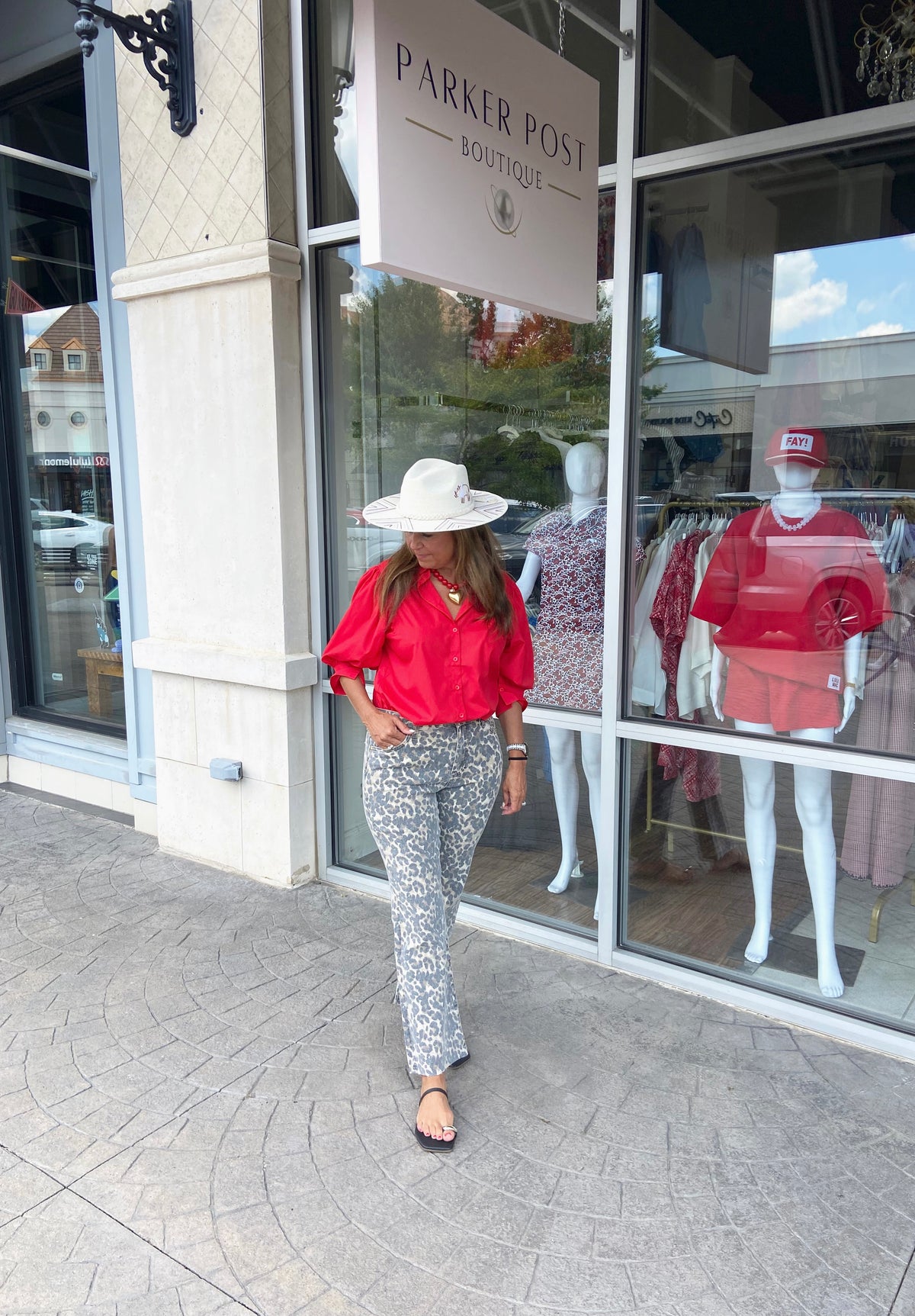 JADE Red Button Up Short Puff Sleeve Top