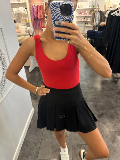 Mid-Rise Pleated Mini Skirt