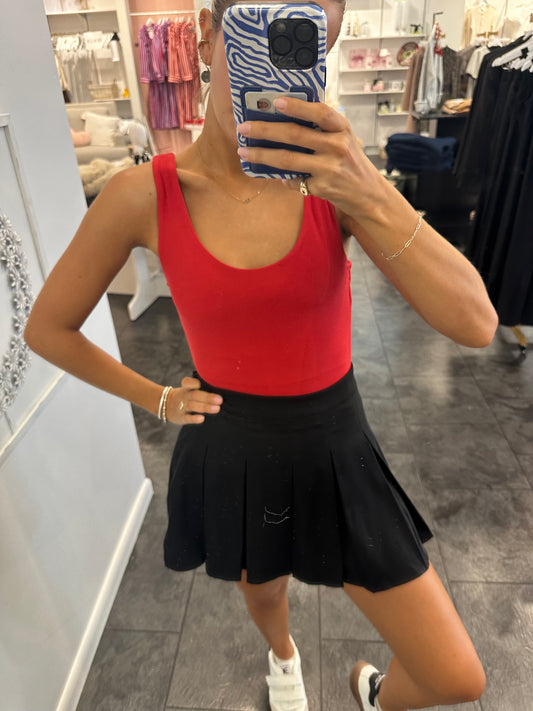 Mid-Rise Pleated Mini Skirt