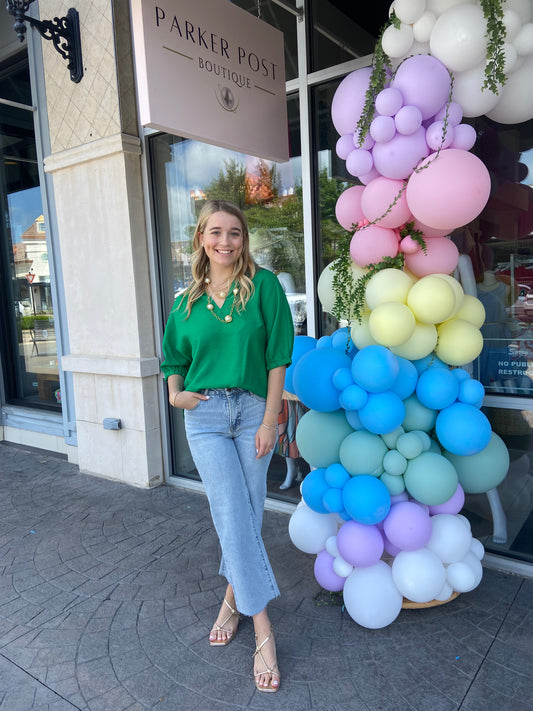 JADE Green Collar Top