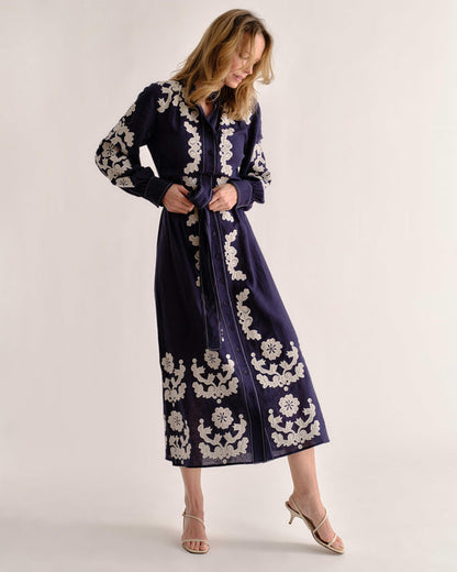 CARTOLINA Navy Prairie Floral Ophelia Maxi Dress