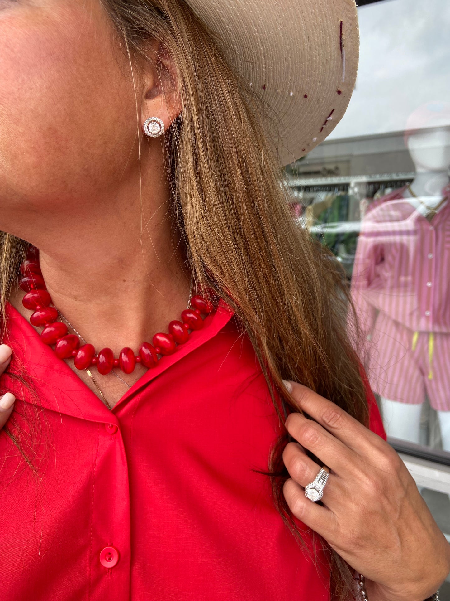 Large Red Bead Necklace