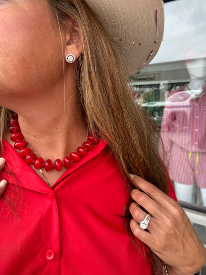 Large Red Bead Necklace