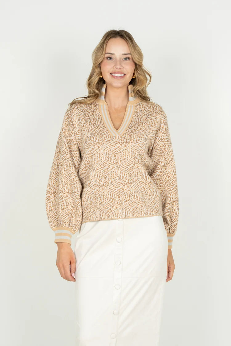 EMILY MCCARTHY Tan Mosaic Lolli Sweater