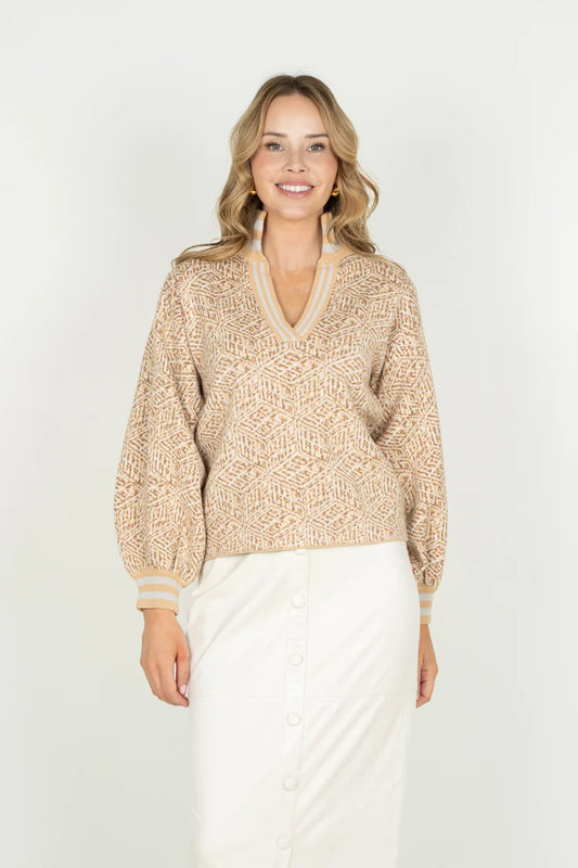 EMILY MCCARTHY Tan Mosaic Lolli Sweater