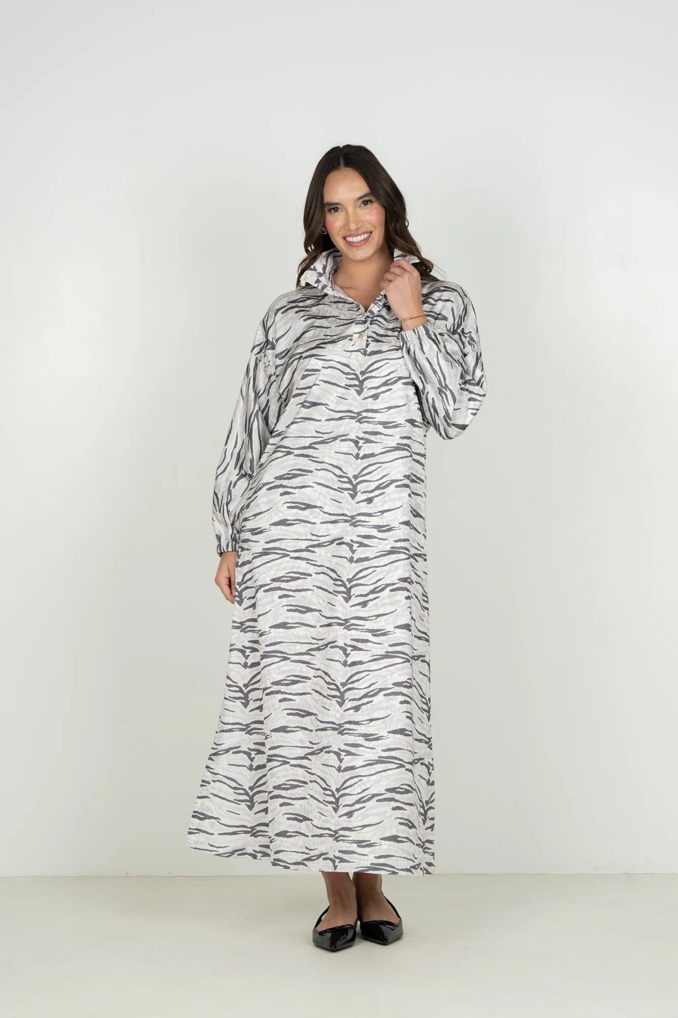 EMILY MCCARTHY Wild Marble Long-Sleeve Poppy Maxi Dress
