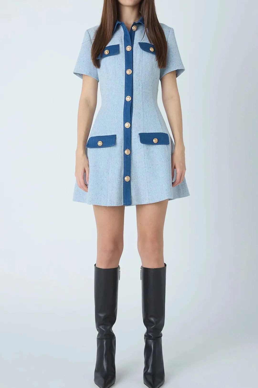 JS71 Farrow Two Tone Blue Short Dress