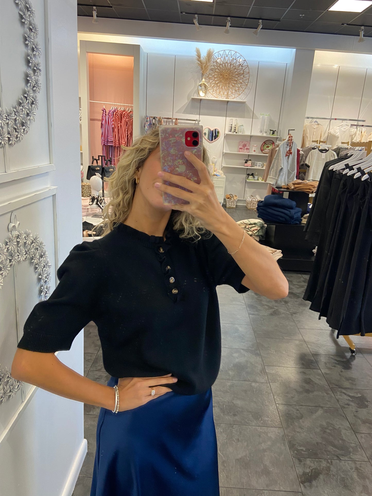 Black  Ruffle Neck Sweater