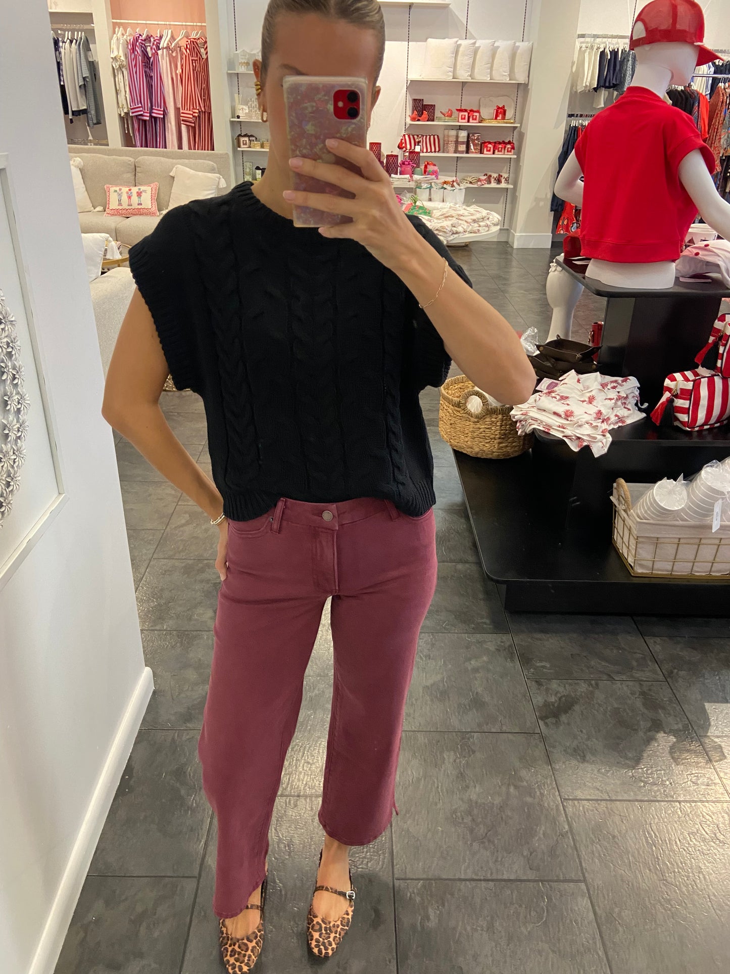 OLIVER LOGAN Addington High Rise Crop Wine