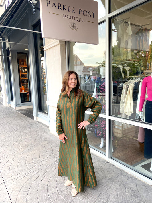 EMILY MCCARTHY Tuscan Villa Long-Sleeve Poppy Maxi Dress