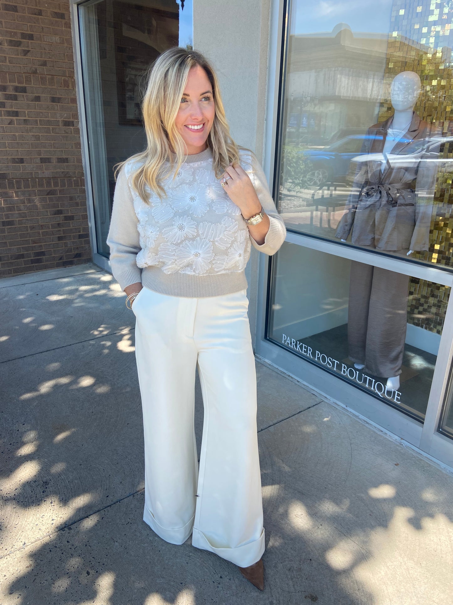 Flower Power Cream Sweater