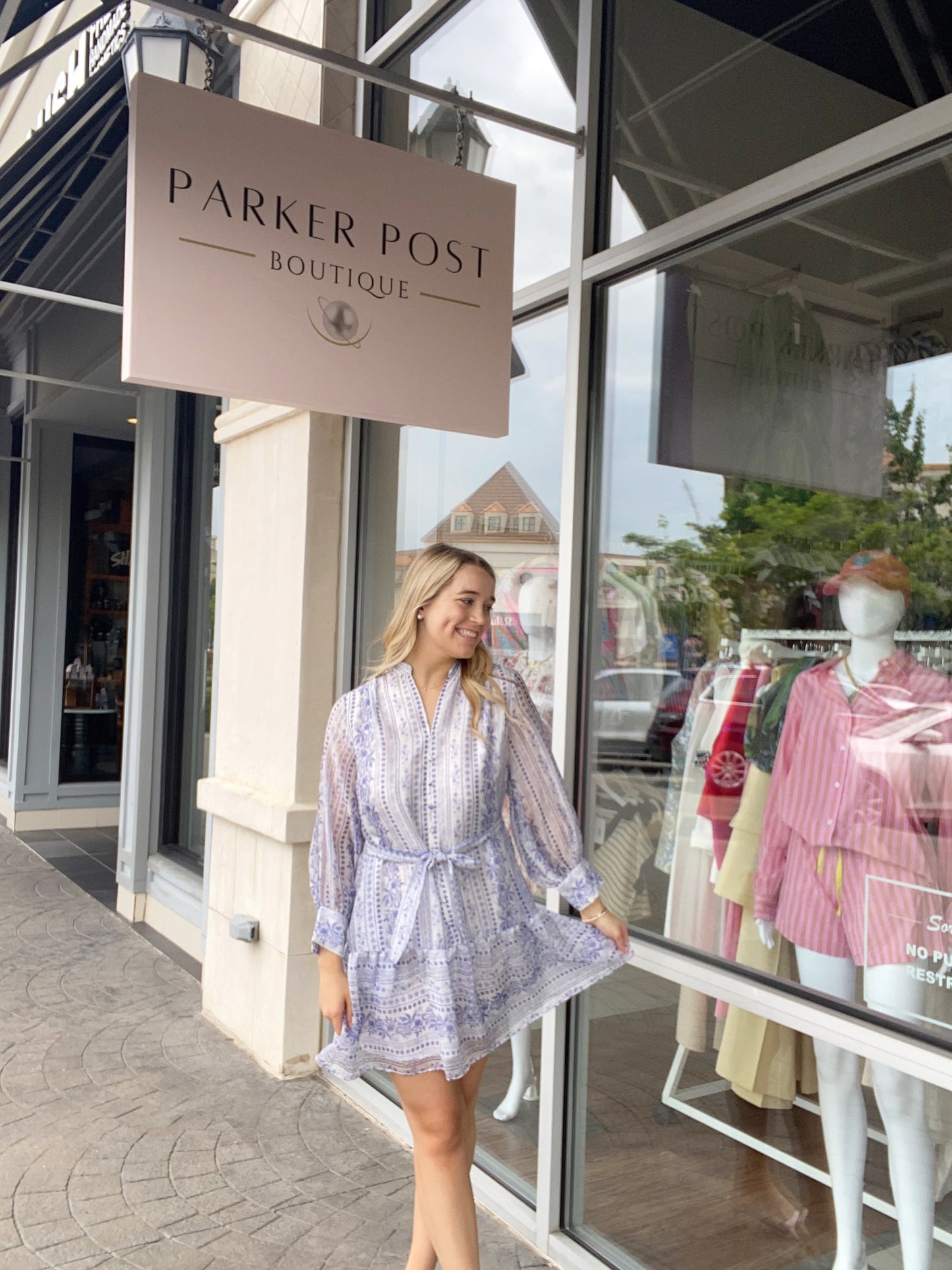 JOY JOY Porcelain Garden Front Button Mini Dress