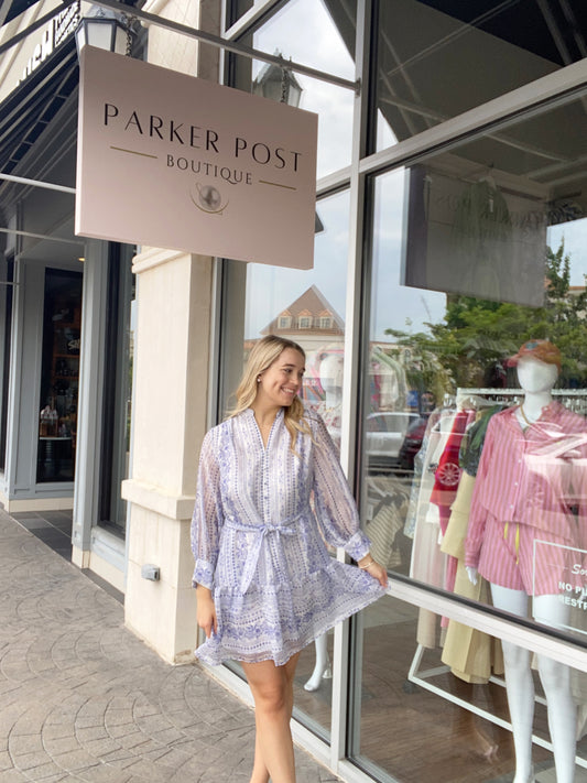 JOY JOY Porcelain Garden Front Button Mini Dress
