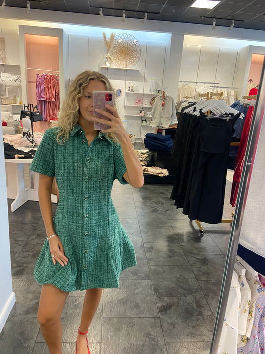 Folly Tweed Sparkle Pleated Hem Dress