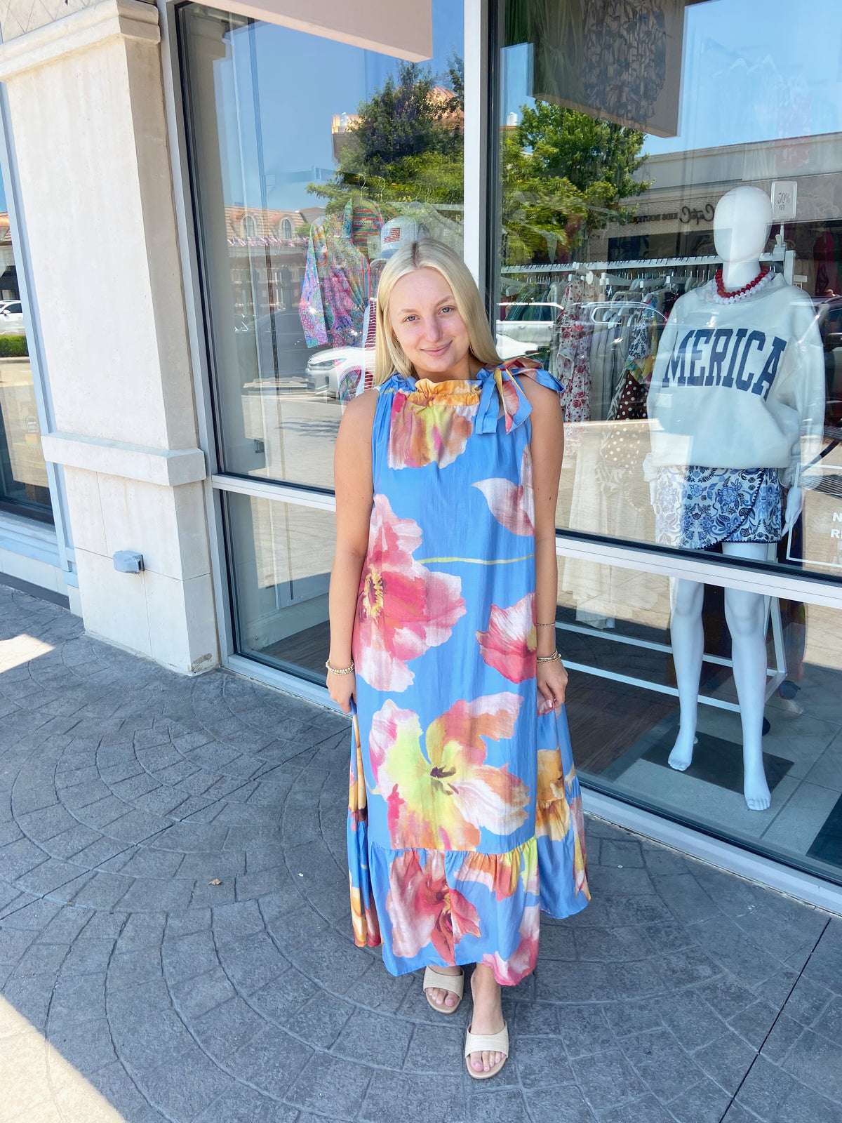 Morris Ruffle Neck Midi Floral Dress