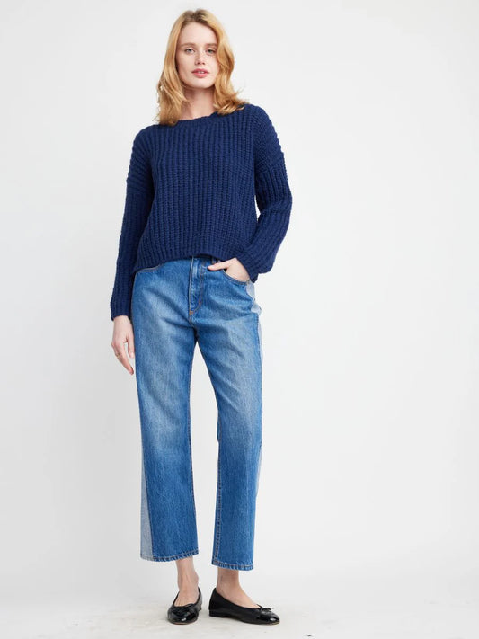 SELF CONTRAST Navy Darla Sweater
