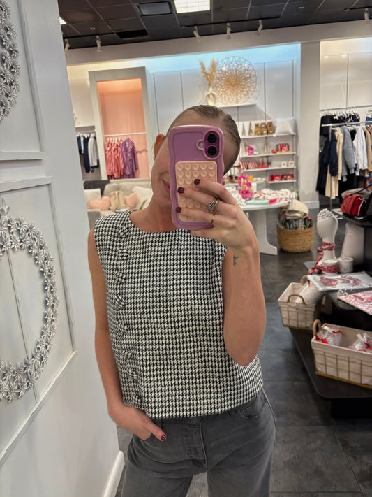 Black/White Houndstooth Top