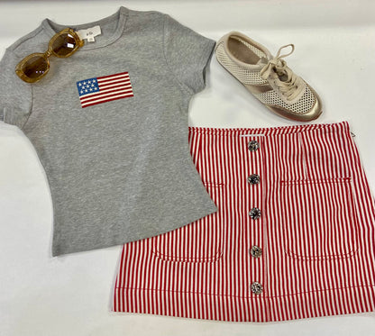 Freya Red & White Stripe Mini Skirt