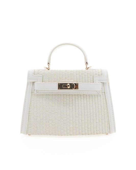 Hariette Raffia Handle Bag - Bone