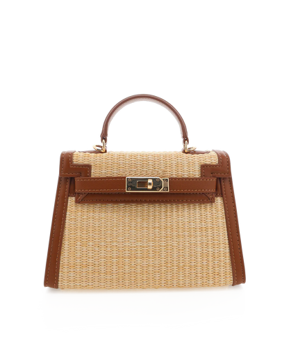 Hariette Raffia Handle Bag - Natural Tan