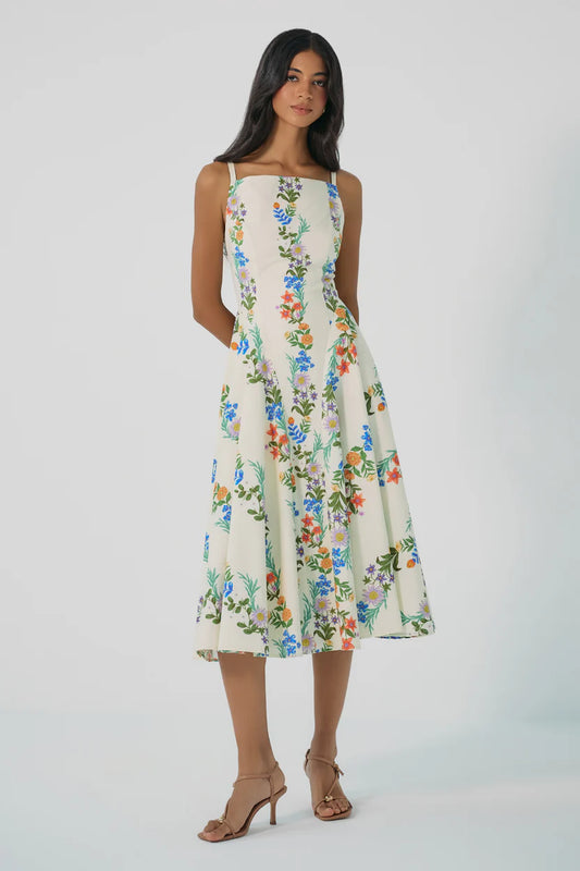 HUTCH Ivory Multi Folksy Caterina Maxi Dress