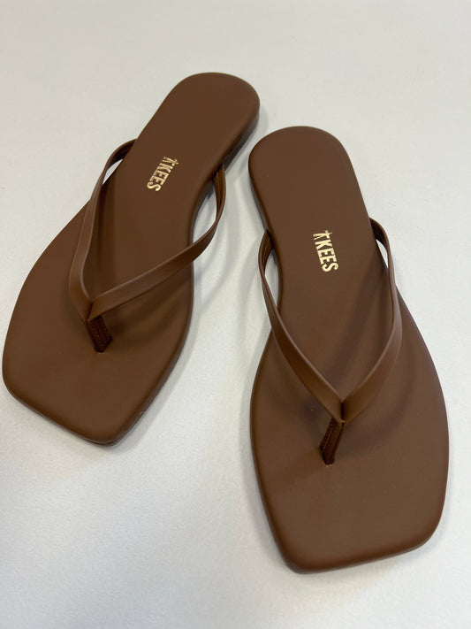TKEES Square Toe Tan Lily Flip Flop