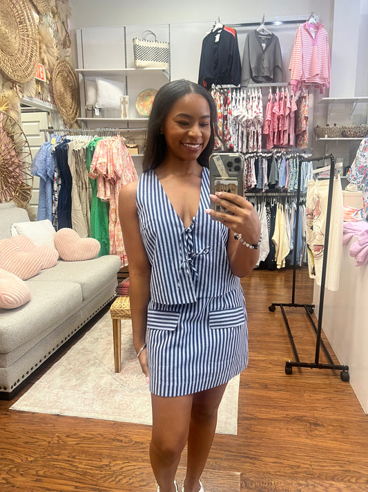 Delmar Blue Stripe Two Piece Set