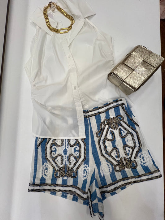 White Collar Halter Top