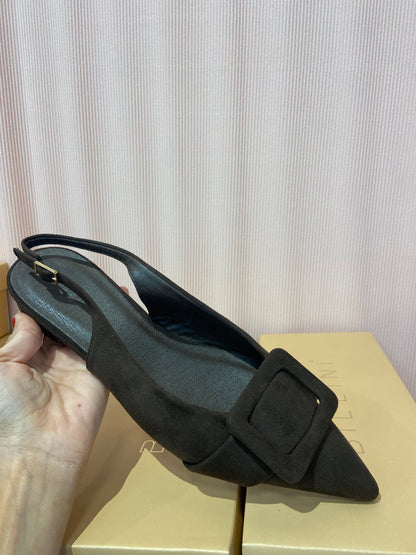 BILLINI Dark Cacao Suede Morwenna Sling Back Flat