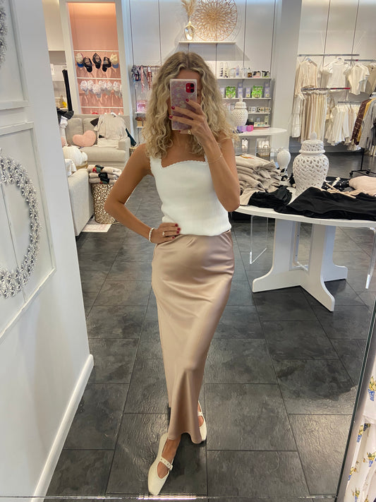 The Ava Taupe Maxi Skirt
