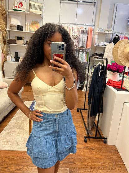 Ashlyn Washed Denim Flutter Short