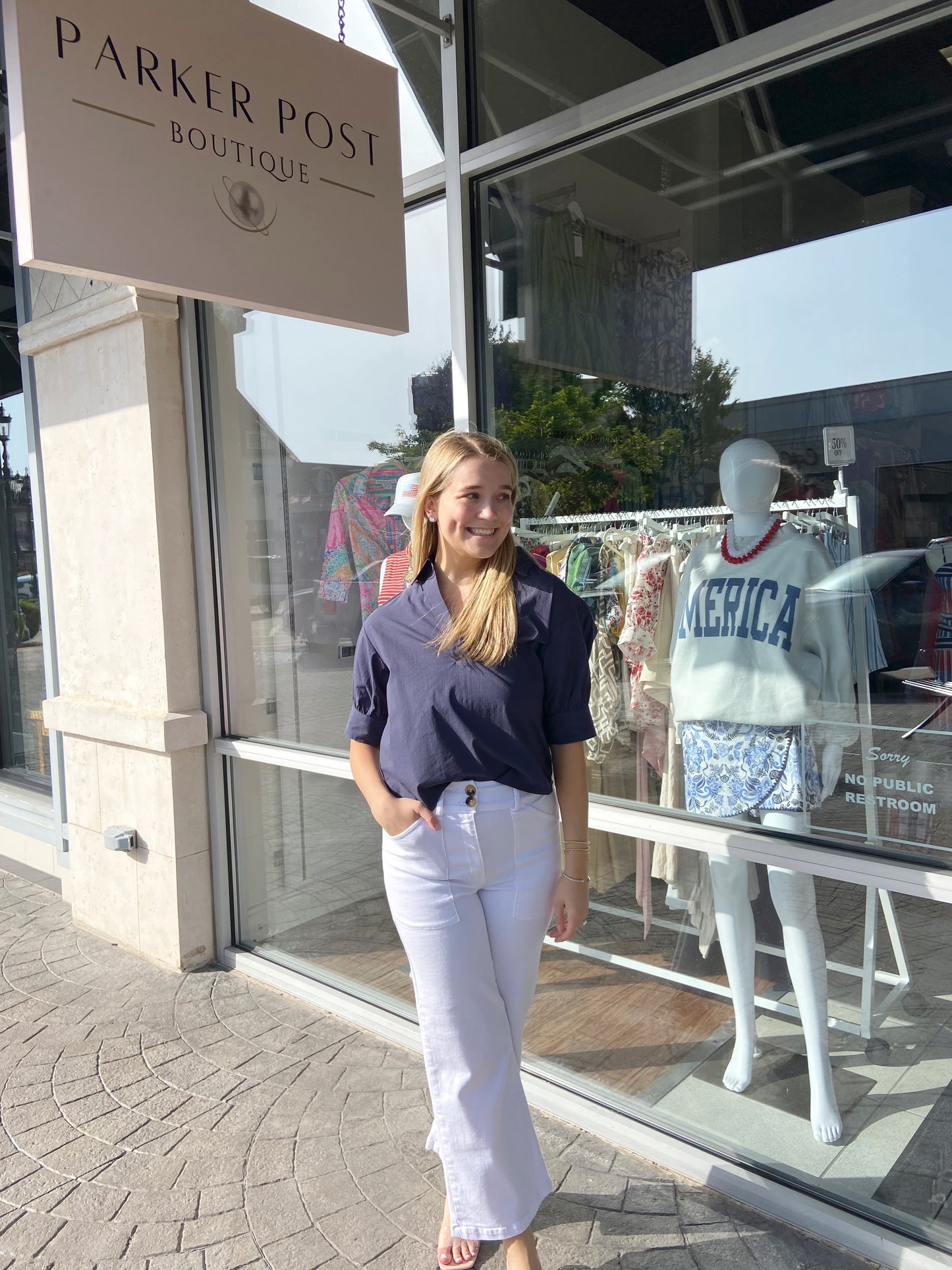 Yacht Club Charm Navy V-Neck Top