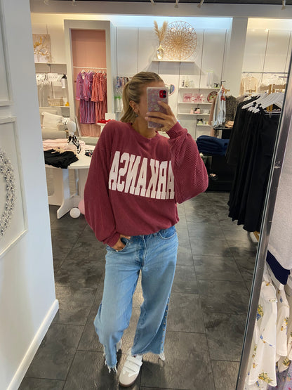Red Arkansas Oversize Graphic Sweatshirt
