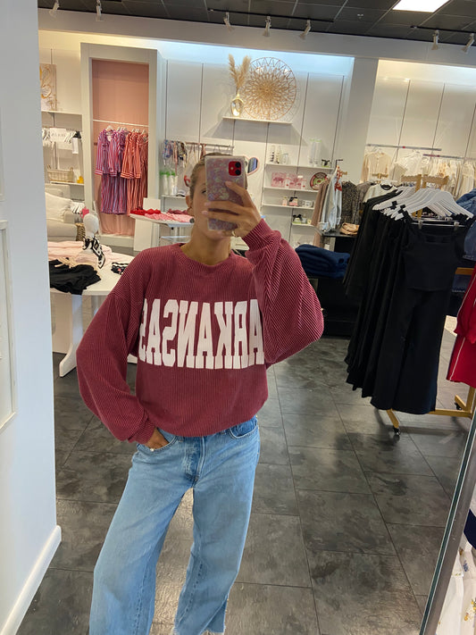 Red Arkansas Oversize Graphic Sweatshirt