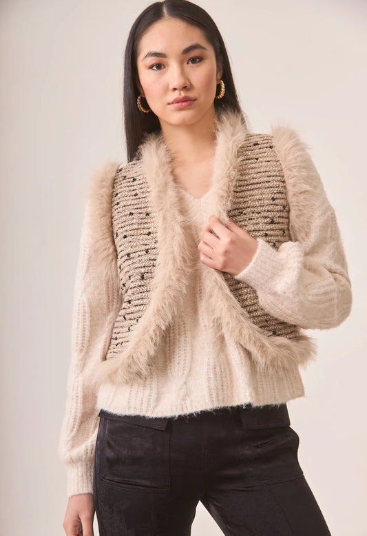 Fantasy Vest Tweed Fur Lined Vest